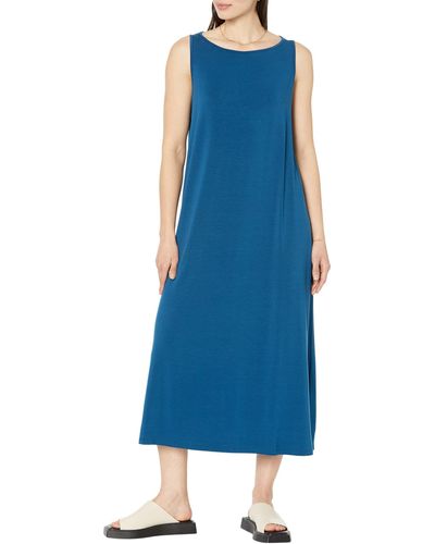 Eileen Fisher Bateau Neck Full-length Dress - Blue