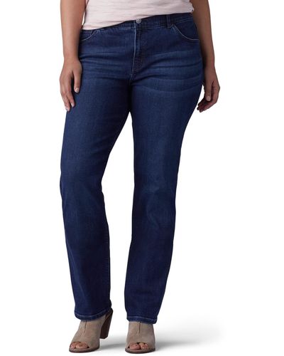 Lee Jeans Plus Size Regular Fit Flex Motion Straight Leg Jeans - Blue