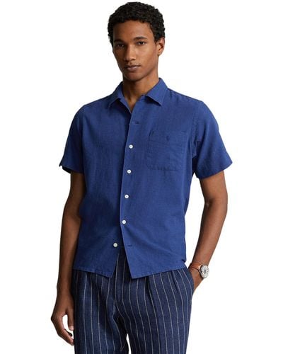 Polo Ralph Lauren Classic Fit Linen-cotton Camp Shirt - Blue