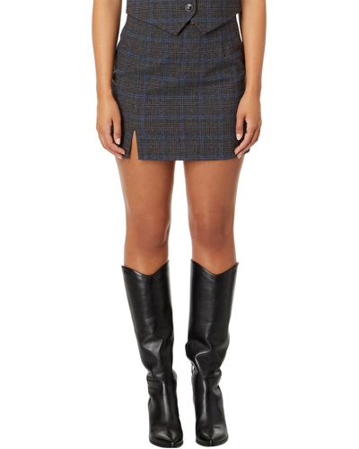 Madewell Wool-blend Mini Skirt In Plaid - Black