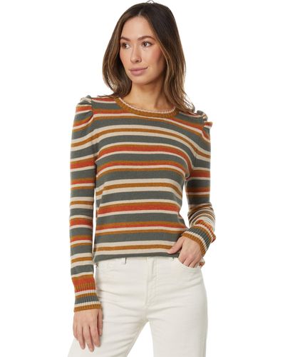 Mod-o-doc Earthy Stripe Long Sleeve Puff Sweater - Multicolor