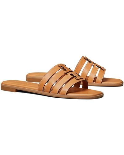 Tory Burch Ines Cage Slides - Natural