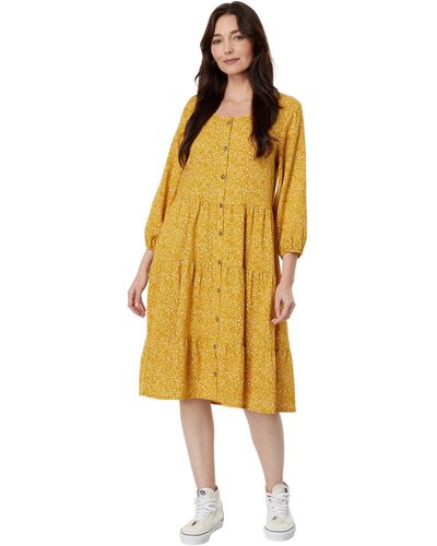 Toad&Co Manzana Tiered Long Sleeve Dress - Yellow