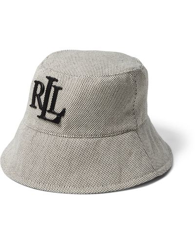 Lauren by Ralph Lauren Cross Dye Canvas Bucket Hat With Tacked Logo - Gray