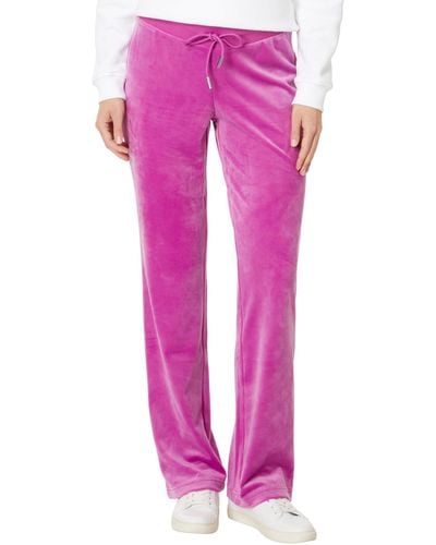 Juicy Couture Solid Rib Waist Velour Pant W/drawcord - Pink