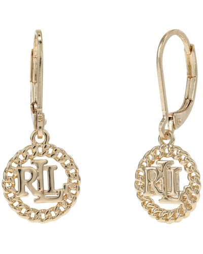 Lauren by Ralph Lauren Logo Leverback Drop Earrings - Metallic