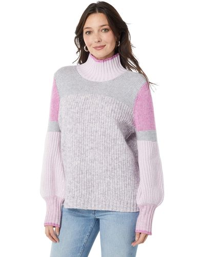 Splendid Marika Chunky Textured Turtleneck Sweater - Purple