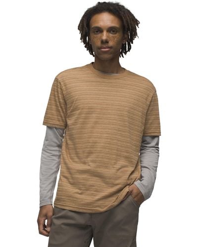 Prana (r) Crew T-shirt Standard Fit (spiced Stripe) Clothing - Brown