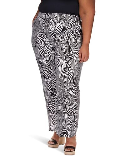 MICHAEL Michael Kors Plus Size Zebra Linen Cargo Pants - Gray