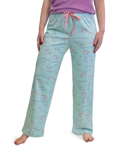 Hue Printed Knit Long Pajama Sleep Pant - Blue