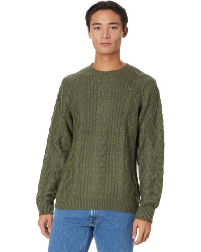 Lucky Brand Mixed Stitch Tweed Crew Neck Sweater - Green
