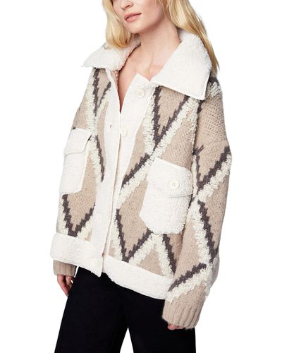 Blank NYC Sherpa Button Front Sweater - Natural