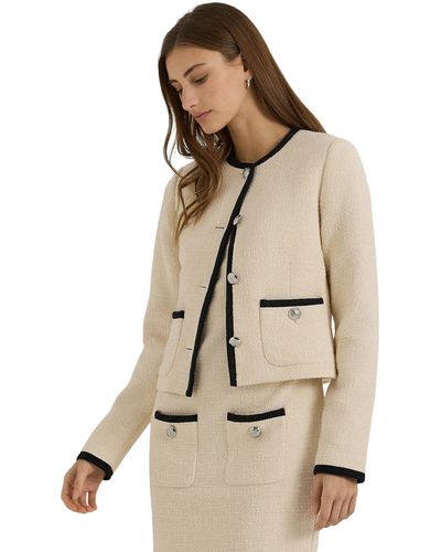Lauren by Ralph Lauren Two-tone Boucle Cropped Jacket - Natural