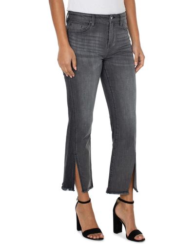 Liverpool Los Angeles Hannah Crop Flare With Forward Seamed Slit In Morel - Blue