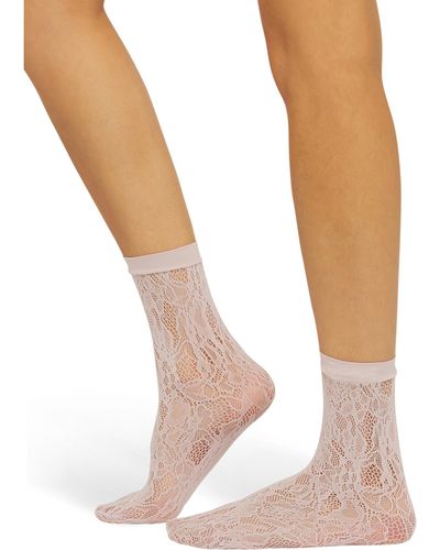 Wolford Floral Net Socks - Pink