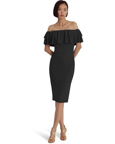 Lauren Ralph Sz 6 Women's Off-the-Shoulder Cocktail Dress Black