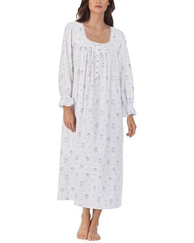 Eileen West Cotton Flannel Long Sleeve Ballet Gown - Gray