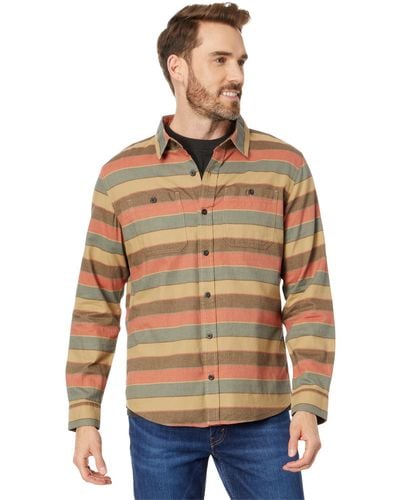 L.L. Bean Wicked Soft Flannel Shirt Stripe Slightly Fitted - Brown