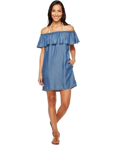 Tommy Bahama Chambray Off The Shoulder Dress Cover-up - White