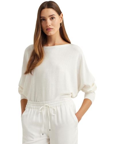 Lauren by Ralph Lauren Petite Cotton-blend Dolman-sleeve Sweater - White
