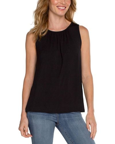 Liverpool Los Angeles A-line Sleeveless Ultra Soft Knit Top With Keyhole - Black