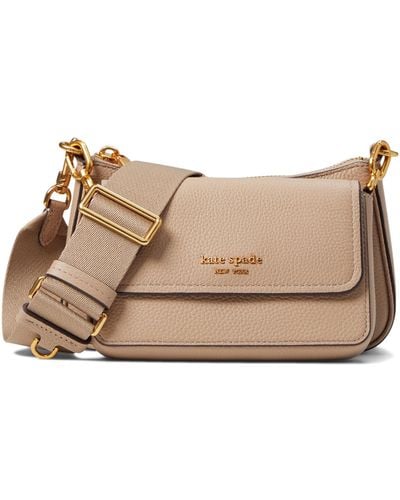 Kate Spade Double Up Pebbled Leather Crossbody - Natural