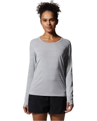 Mountain Hardwear Mighty Stripe Long Sleeve Shirt - Gray