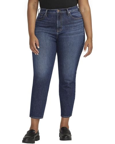 Silver Jeans Co. Plus Size Highly Desirable High-rise Slim Straight Leg Jeans W28440rcs340 - Blue