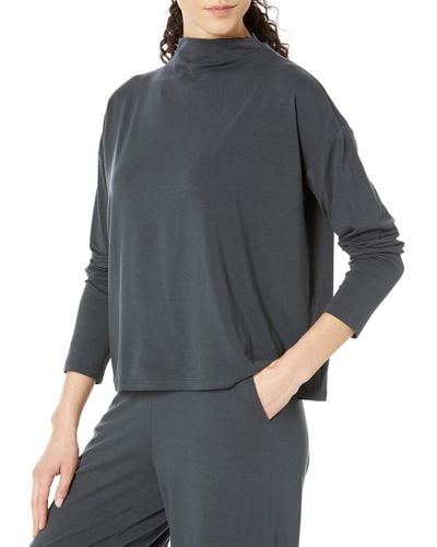Eileen Fisher Funnel Neck Box Top - Gray