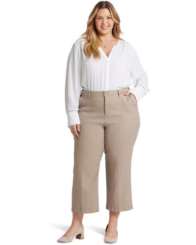 NYDJ Plus Wide Leg Cropped Cargo - Natural