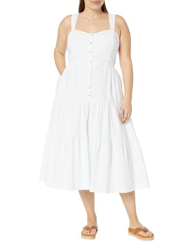 Madewell Plus Suzette Tiered Midi Dress With Seamed Bodice - White