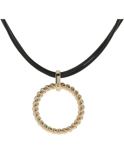 Lauren by Ralph Lauren Coil Leather Pendant Necklace - Black