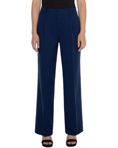 Liverpool Los Angeles Hi-rise Pleated Trouser Luxe Stretch Suiting 32 - Blue