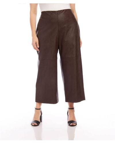 Karen Kane Plus Size Cropped Vegan Leather Pants - Brown