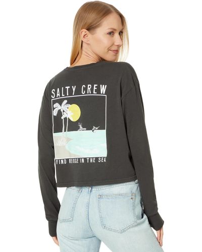Salty Crew The Good Life Long Sleeve Crop Tee - Gray