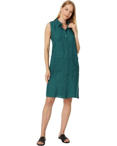 Eileen Fisher Classic Collar Dress - Green