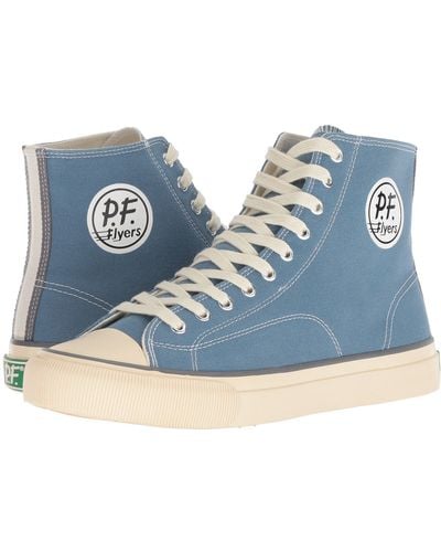 PF Flyers All American Hi (light Petrol Canvas) Men's Lace Up Casual Shoes - Blue