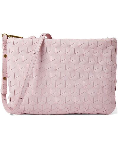 Madewell The Puff Crossbody Bag: Woven Leather Edition - Pink