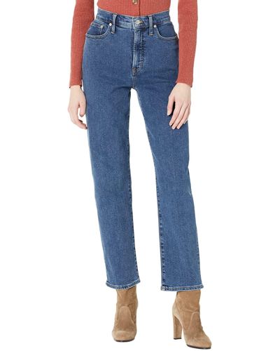 Madewell Cozy Mid-rise Perfect Vintage Straight Jeans In Bright Indigo Wash - Blue