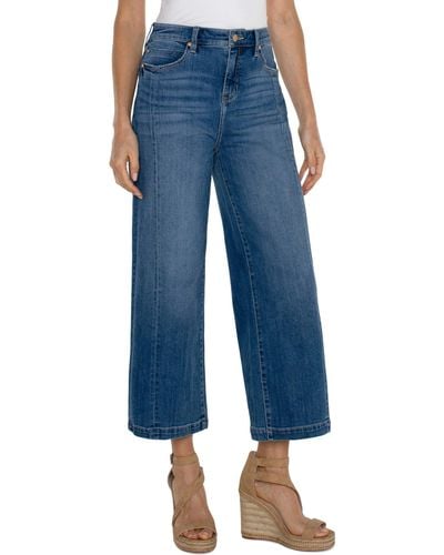 Liverpool Los Angeles Stride Hight Rise Wide Leg With Seam Detail Eco Denim - Blue