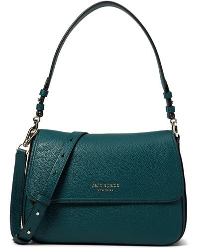Kate Spade Hudson Pebbled Leather Medium Convertible Flap Shoulder Bag - Green
