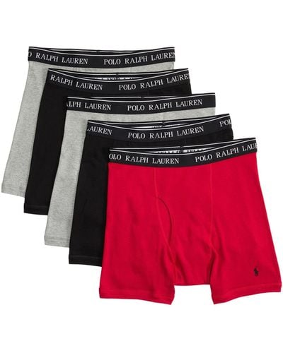 Polo Ralph Lauren 5 Pack Classic Fit Cotton Boxer Briefs - Red