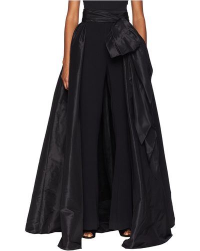 Marchesa Detachable Pleated Taffeta Over Skirt W/ Large Bow - Black