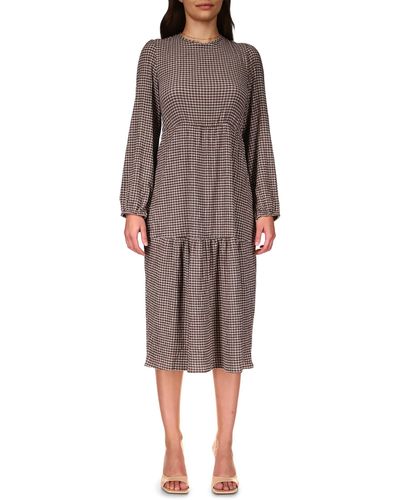 Sanctuary Going West Open Back Gingham Midi Dress - Brown