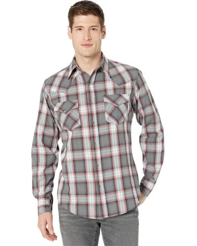 Roper Slate Ombre Plaid Shirt - Gray
