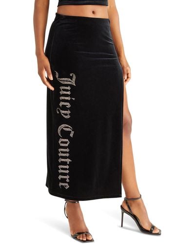 Juicy Couture Maxi Skirt With Slit And Bling - Black