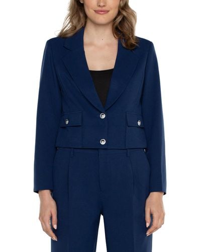 Liverpool Los Angeles Cropped Blazer Luxe Stretch Suiting - Blue