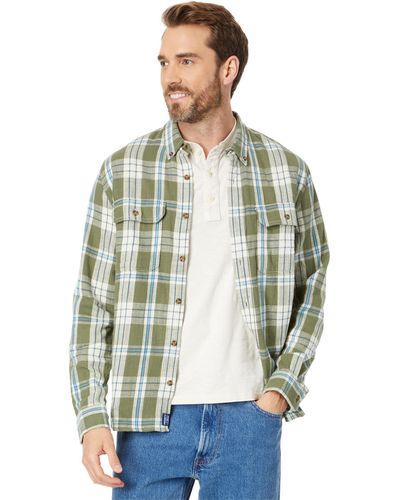 L.L. Bean 1912 Field Flannel Shirt Slightly Fitted Plaid - Green