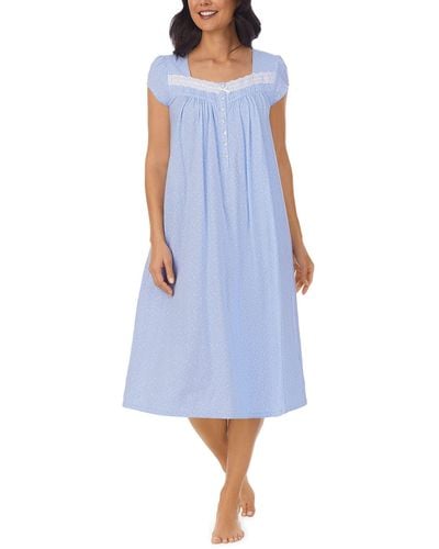 Eileen West 46 Cap Sleeve Long Nightgown - Blue
