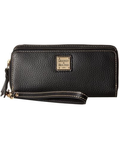 Dooney & Bourke Pebble Double Zip Wallet (black W/ Black Trim) Wallet Handbags